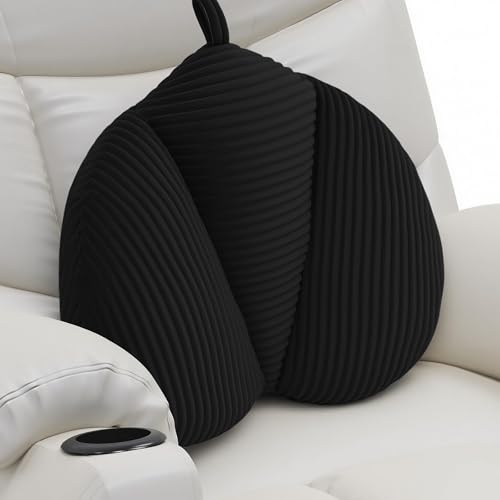 Lumbar Support Pillow for Couch, Back Support Pillow for Office Chair, Heart-Shape Back Cushion with Shredded Foam for Back Pain Relief & Reading, Lumbar Cushions for Recliner, Car, Black - color: Black Peach