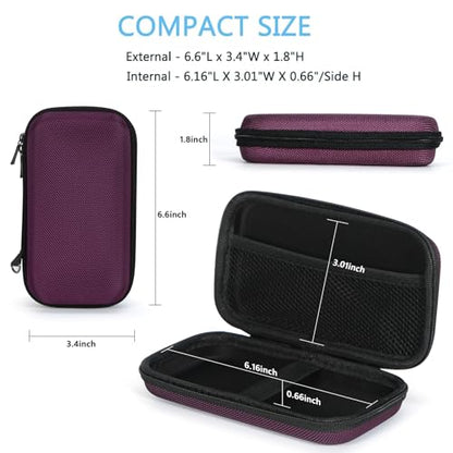 Hard EVA Carrying Case - GLCON Protective Electronic EVA Storage Case for Power Bank, Charger, Earbuds, Cell Phone, Battery - Portable Small Travel Bag with Mesh Inner Pocket + Zipper Enclosure - color: Purple