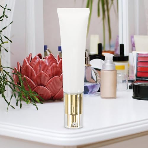 Baluue Airless Pump Travel Bottles, Refillable Squeeze Lotion Tubes for Toiletries, 35g Empty Cosmetic Containers with Gold Aluminum Pump for Shampoo Cream & Foundation, 1.2oz