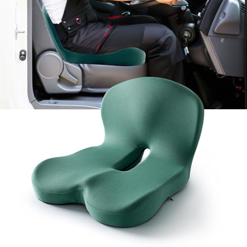Buttocks Cushion for Office Chair Memory Foam Seat Pad for Butt Support Tailbone Relief Ergonomic Chair Cushion for Home Car Travel or Work (Army Green) - color: Army Green