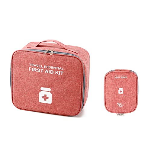 TOPASION Empty First Aid Bags, Travel Medicine Bag, Medical Supplies Organizer Bag, Portable Kit for Traveling, Car, Home, Camping, Office, Hiking, Outdoor (Cationic Wine Red) - color: Cationic Wine Red