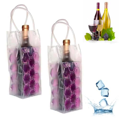 Ice Wine Bag, Wine Chiller, Wine Cooler Refrigerator, Wine Fridge, Wine Bottle Chiller Cooler for Red White Champagne or Sparkling. Set 2 (Purple Wine Bag) - style: PurpleWine Bag