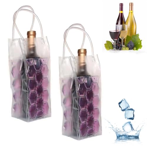 Ice Wine Bag, Wine Chiller, Wine Cooler Refrigerator, Wine Fridge, Wine Bottle Chiller Cooler for Red White Champagne or Sparkling. Set 2 (Purple Wine Bag) - style: PurpleWine Bag
