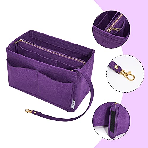 Vercord Felt Organizer Insert For Purse Handbag Tote Bag In Bag Inside Shaper Divider Neo Purple Small - color: A Purple, size: Small