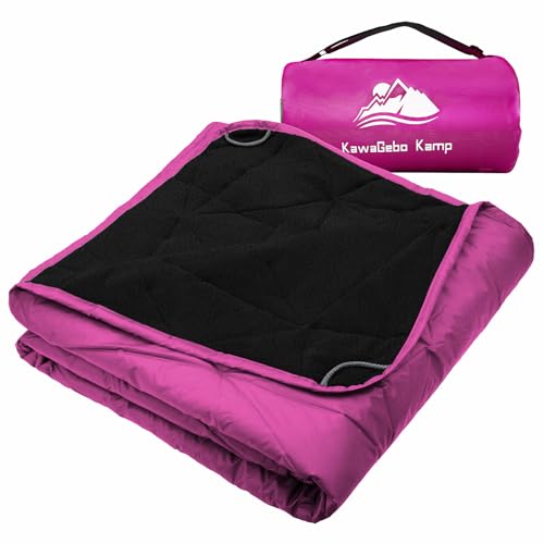 Large Outdoor Waterproof Blanket Extra Thick Fleece Stadium Blanket for Camping, Car, Pet, Picnics - Windproof, Wearable, Machine Washable 80" x 58" (Rose Purple) - color: Rose Purple