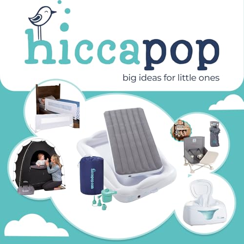 Hiccapop Inflatable Toddler Travel Bed with Safety Bumpers [4-Sided], Portable Toddler Bed for Kids, Toddler Air Mattress, Kids Air Mattress - Grey - color: Grey