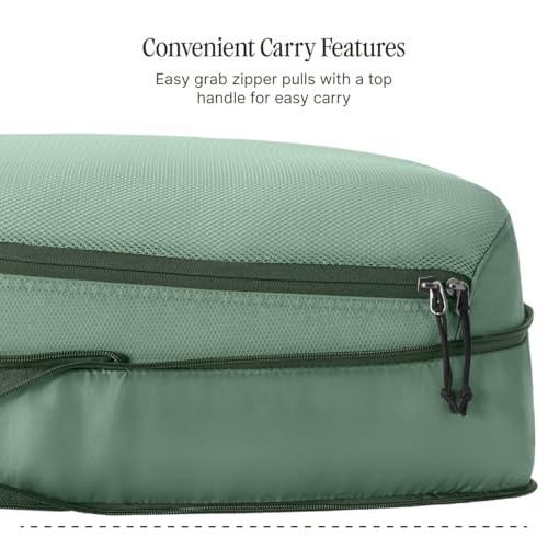 Eagle Creek Pack-It Reveal Expansion Cube - Adjustable Storage Expansion Cube for Travel - Durable Compression Zipper - Water-Resistant - Sustainable - Large - Willow Green - color: Willow Green