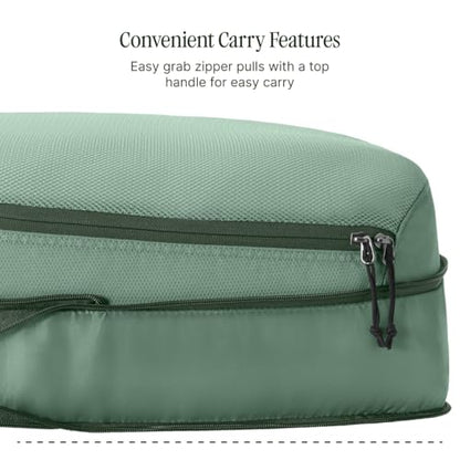 Eagle Creek Pack-It Reveal Expansion Cube - Adjustable Storage Expansion Cube for Travel - Durable Compression Zipper - Water-Resistant - Sustainable - Large - Willow Green - color: Willow Green