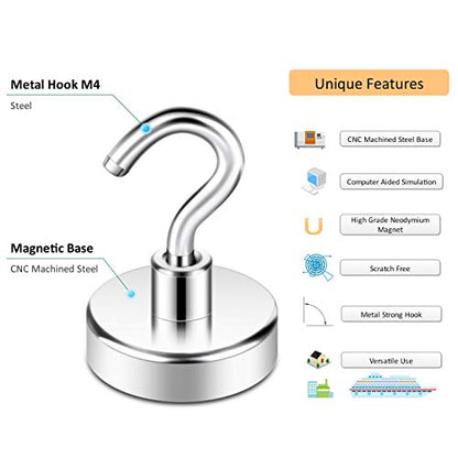 Neosmuk Magnetic Hooks, Cruise Ship Essentials, 26#,Silver - color: Silver, size: 80lb