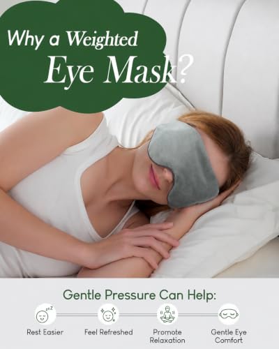 Sivio Weighted Eye Mask for Sleeping, Cooling & Cozy Reversible Blackout Sleep Mask for Women & Men, Microwave Freezable Heavy Blindfold for Airplane, Travel, Meditation, 0.55lb, Grey - color: Grey