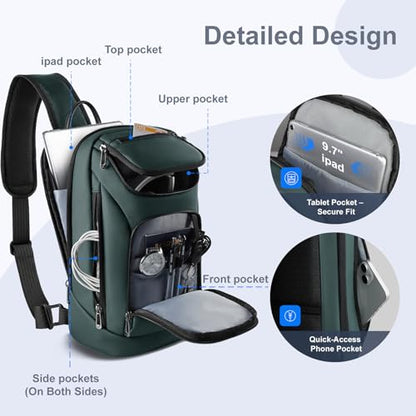 hk Sling Bag for Man, Waterproof Utility Crossbody Bag with Anti-theft Pocket for Men - color: Green