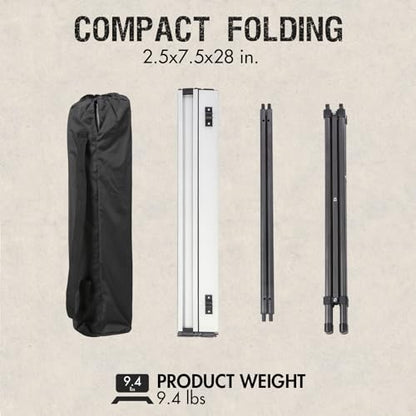 Portal Lightweight Aluminum Folding Square Table Roll Up Top 4 People Compact Table with Carry Bag for Camping, Picnic, Backyards, BBQ, Silver - color: Silver
