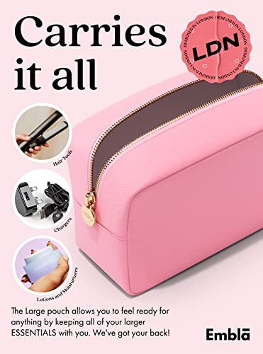 Embla Large Makeup Bag and Waterproof Nylon Travel Toiletry Bag, Large Capacity Cosmetic Zipper Pouch, Light Pink - color: Flamingo, size: Large