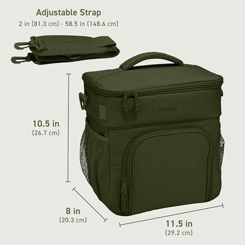 Bentgo Prep Deluxe Insulated Multimeal Bag - Lunch Box Bag, Holds 5 Meals, Premium Insulation up to 8 Hrs, Durable, Water-Resistant - Large Capacity For Adult Meal Prep (Olive Green) - color: Dark Green