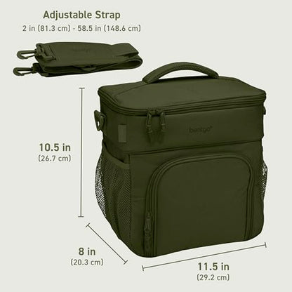 Bentgo Prep Deluxe Insulated Multimeal Bag - Lunch Box Bag, Holds 5 Meals, Premium Insulation up to 8 Hrs, Durable, Water-Resistant - Large Capacity For Adult Meal Prep (Olive Green) - color: Dark Green
