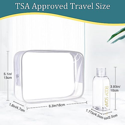 Cosywell Leakproof Squeeze Bottles Travel Kit - 4pc 3.4 oz TSA Approved for Shampoo, Conditioner and Toiletries - color: A-3.4oz-Clear-3label1blank