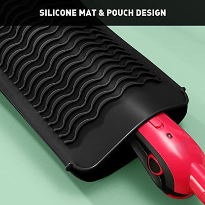 ZAXOP Resistant Silicone Mat Pouch for Flat Iron, Curling Iron,Hot Hair Tools (Black) - color: Black, size: 1 PACK