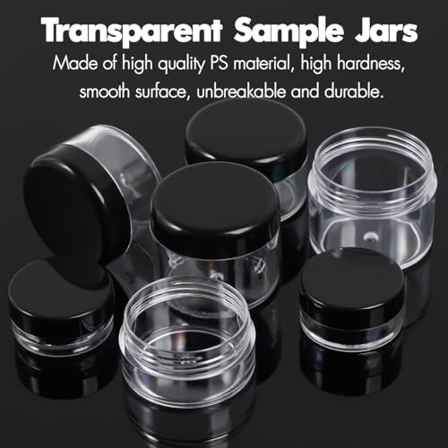10 Pieces Travel Size Containers, 3/5/10/15/20 Gram Small Travel Containers for Cream, Lotion, Lip Balm and Toiletries, Leak Proof Sample Jars With Labels & Spatulas, Black - color: Black