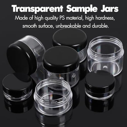 10 Pieces Travel Size Containers, 3/5/10/15/20 Gram Small Travel Containers for Cream, Lotion, Lip Balm and Toiletries, Leak Proof Sample Jars With Labels & Spatulas, Black - color: Black