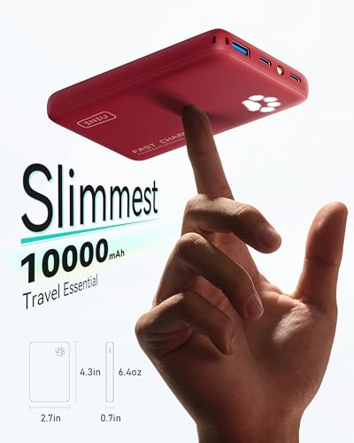 INIU 45W Fast Charging Portable Charger, 40% Smaller 10000mAh with Detachable Cable, Flight-Safe Travel Power Bank, USB C External Phone Battery Pack for Long Flight, Vacation, Cruise, Teens, Red - color: Red