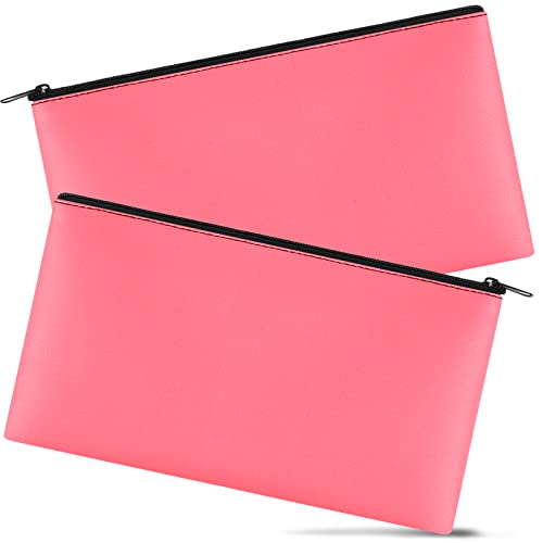 2 Pieces Money Bags with Zipper, 11x6.1 inch Money Pouch, Bank Bag, Cash Bag, Check Wallet, Cosmetics(peach) - color: Peach, size: 2 Pieces