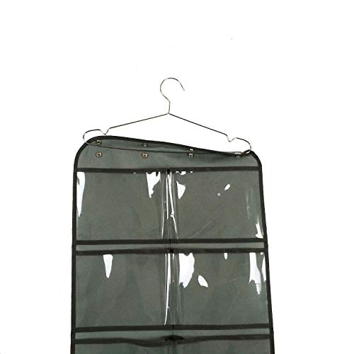 NIMES Durable Hanging Closet Underwear Sock Bra Stocking Organizer Dual-Sided Accessories Storage with 16 Large Clear Pockets (Grey)