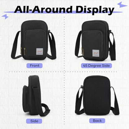 SEAFEW Mini Crossbody Bag Shoulder Bag for Men, Small Messenger Satchel Bag for Women - color: Black - Sling