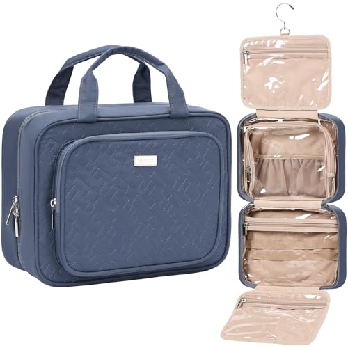NISHEL Travel Toiletry Bag for Women, Makeup Essentials Organizer, Hanging Case for Accessories, Cosmetics, Medium Size, Aegean-Blue - color: Aegean-Blue, size: Medium