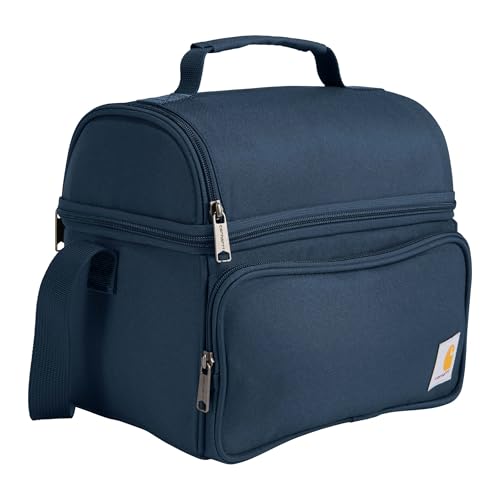 Carhartt Insulated 12 Can Two Compartment Lunch Cooler, Durable Fully-Insulated Lunch Box, Navy - color: Navy