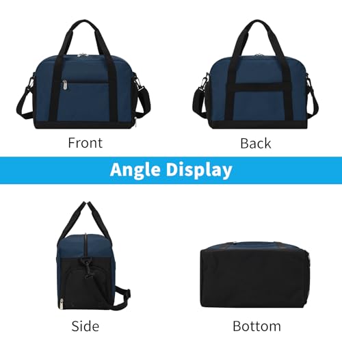 Apenze Small Gym Bag 14 inch lightweight Carry On Mini Duffel Bag with Shoe Compartment for Travel Sport - Navy Blue - color: Navy Blue