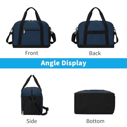 Apenze Small Gym Bag 14 inch lightweight Carry On Mini Duffel Bag with Shoe Compartment for Travel Sport - Navy Blue - color: Navy Blue