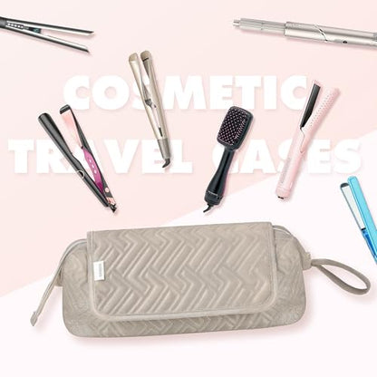 Leudes Hair Tools Travel Bag for Women Heat Resistant Mat for Travel Essentials Hot Tools Straighteners,Flat Irons,Curling Iron,Hot Air Brushes and Hair Dryer Organizer Bags 2 in 1 (Camel) - color: Camel