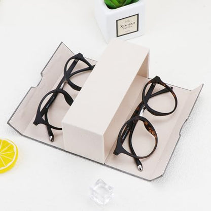 LifeArt Eyeglass Case Hard Shell, Portable Sunglass Case, Fashionable PU Leather Eyeglass Case, Lightweight - color: 2lian_grey