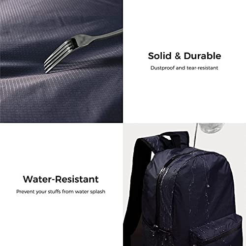 pack all 20L Lightweight Packable Backpack, Water Resistant Foldable Backpack, Travel Hiking Daypack with Waterproof Zippers (Navy Blue) - color: Navy Blue
