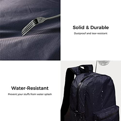 pack all 20L Lightweight Packable Backpack, Water Resistant Foldable Backpack, Travel Hiking Daypack with Waterproof Zippers (Navy Blue) - color: Navy Blue