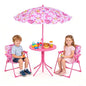 HONEY JOY Kids Picnic Table, Animal Themed Toddler Outdoor Table and Chair Set, 2 Folding Chairs & Removable Umbrella, Children Outdoor Furniture for Backyard Patio Garden (Pink Bee) - color: Pink Bee