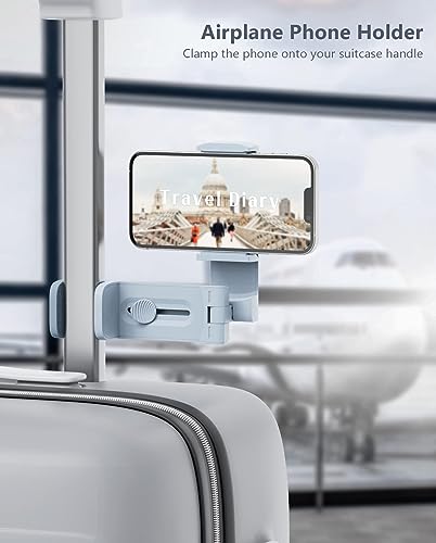 MiiKARE Travel Essentials Airplane Phone Holder, Universal Handsfree Phone Mount for Flying with 360 Degree Rotation, Travel Must Haves Phone Stand for Desk, Tray Table, Blue - color: Blue