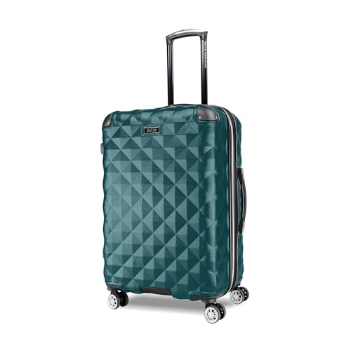 Kenneth Cole REACTION Diamond Tower Collection Lightweight Hardside Expandable 8-Wheel Spinner Travel Luggage, Deep Teal, 24-Inch Checked - color: Deep Teal, size: 24-Inch Checked