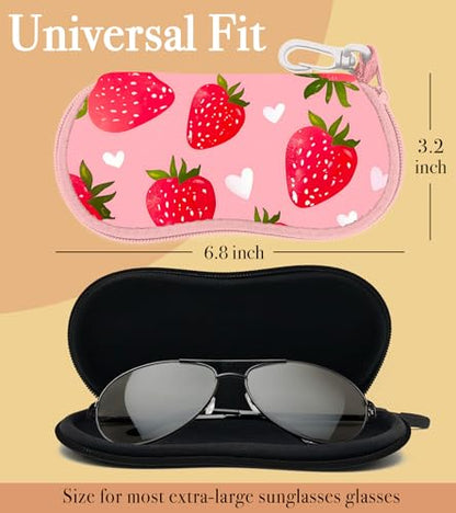 Sunglasses Case Soft Glasses Cases for Women Pouch Eyeglass Bag Eye Glass Kids Girls Sun Glasses Cute Kawaii - color: Strawberry