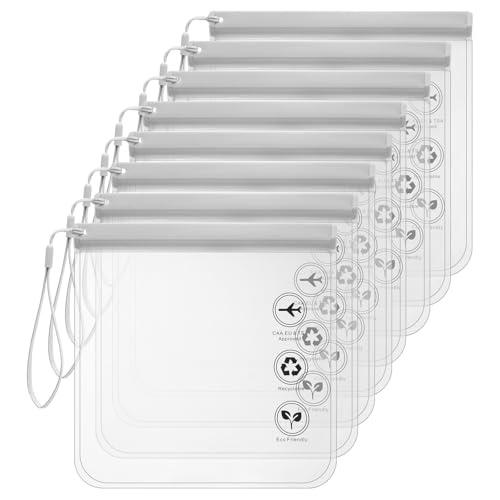 cobee 8 Pack TSA Approved Clear Toiletry Bags, Quart Size Carry on Airport Airline Compliant Travel Bag Makeup Cosmetic Bag Organizer Leak-Proof Airport Security Bag for Liquids, Cosmetics (Gray) - color: Gray