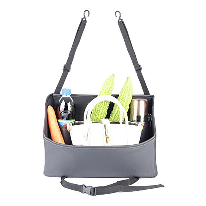 Viaviat Car Handbag Purse Holder Between Seats Leather Car Front Seat Storage Bag Large Capacity Car Organizers for Book Document Phone Bottle Tissue Toy (Black Style-1) - color: Black (Style 1)