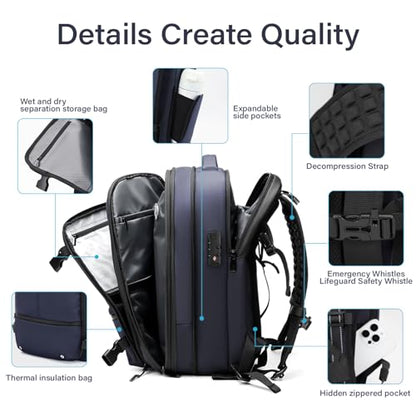 Travel Backpack with Vacuum System,60L Expandable Vacuum Backpack Travel with TSA Lock,17.3 inch Laptop Backpacks Vacpack Backpacks with Vacuum(Blue,Built-in Air Pump) - color: Blue