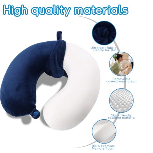 Travel Neck Pillow for Airplane, Car, Office, and Home | 100% Memory Foam U-Shaped Neck Pillow with Soft Washable Cover, Includes Travel Bag, Earplugs & Sleep Eye Mask | for Adults & Kids (Brown) - color: Brown