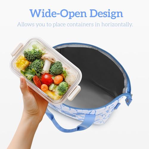 Lunch Box for Women Insulated Lunch Bag, Cute Lunch bags,Reusable Large Capacity Leakproof Lunchbox with Adjustable Shoulder Strap, Lunch tote for Work Office Picnic Travel (Blue bow) - color: Blue bow