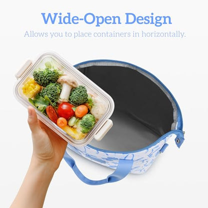 Lunch Box for Women Insulated Lunch Bag, Cute Lunch bags,Reusable Large Capacity Leakproof Lunchbox with Adjustable Shoulder Strap, Lunch tote for Work Office Picnic Travel (Blue bow) - color: Blue bow