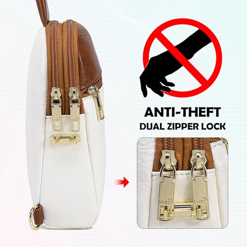 INICAT Anti Theft Crossbody Bags for Women Travel Small Sling Bag Fanny Packs Cross Body Purses Everyday - color: Cream-brown Antitheft, size: Large