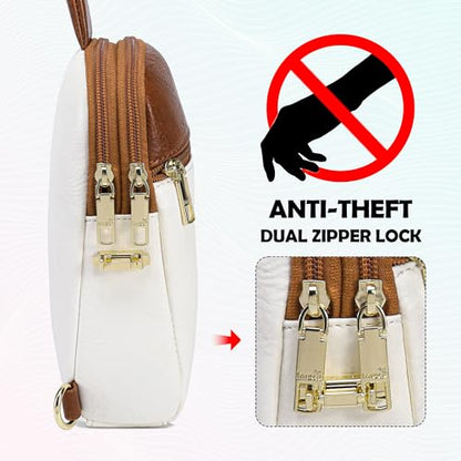 INICAT Anti Theft Crossbody Bags for Women Travel Small Sling Bag Fanny Packs Cross Body Purses Everyday - color: Cream-brown Antitheft, size: Large