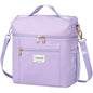 Voova Lunch Bag for Women, Insulated Lunch Box with Shoulder Strap, Adult Reusable Lightweight Nylon Waterproof Lunchbox Lunch bags for Work, Purple - color: Purple