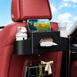 Back Seat Car Organizer with One Towel Leather Wood Materials Car Back Seat Storage Box 2 Drink Cup Holder Tissue Box for Hold Phone Drinks Handbag Compatible with Most Vehicles (Black)