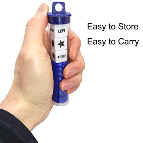 Ahoper Left Right Center Dice Game Prime Set Bundle with 3 Dices + 36 Chips. Round Tube Storage is Very Convenient for Travel. Easy to Store, Carry Around. (Blue) - color: Blue